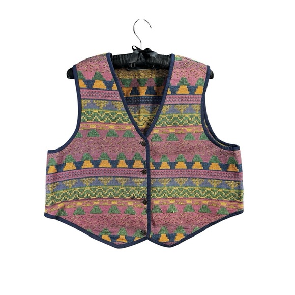 New Identity Jackets & Blazers - New Identity Southwestern Tapestry Vest 1X Boho Aztec Cotton Cottagecore